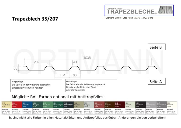 Trapezblech 35 207 Verlegeanleitung